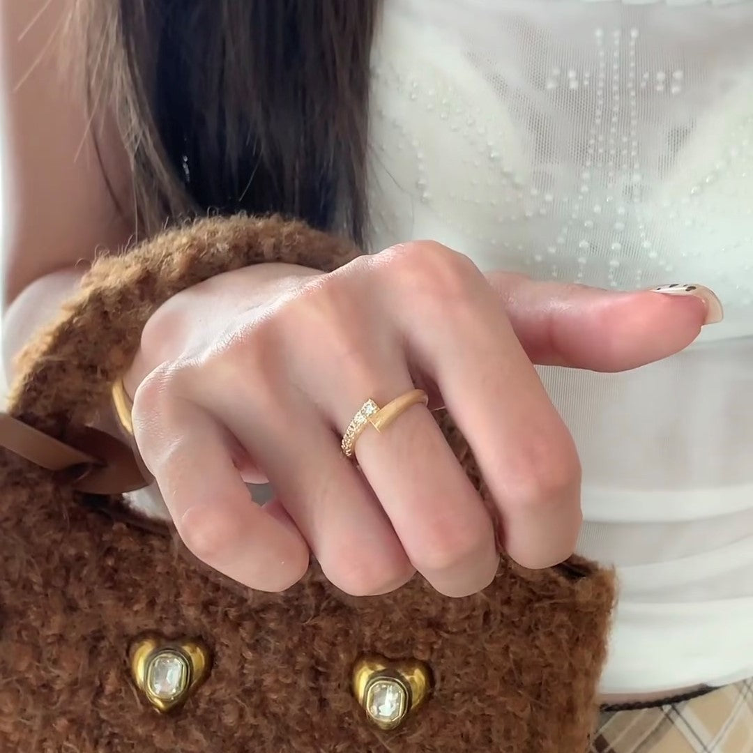 Women's Cross Zircon Matte Metal Light Luxury Rings