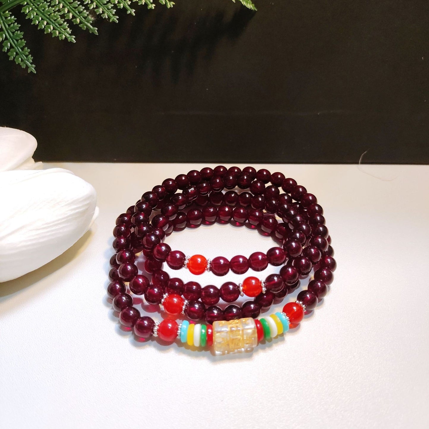 Beads Safe Imitation Garnet Agate White Bracelets