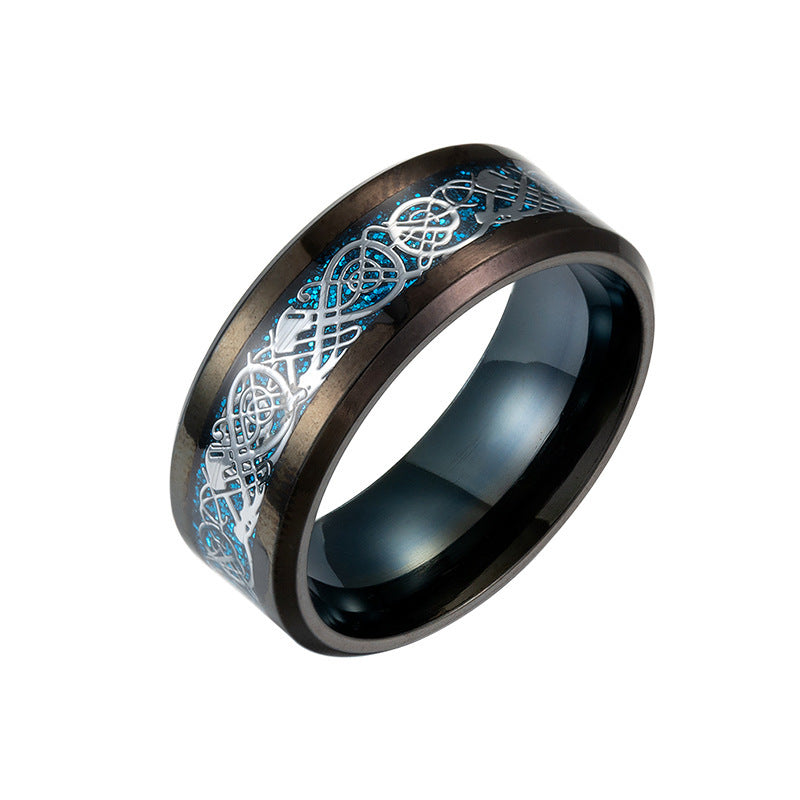 Ornament Dragon Pattern With Piece Stainless Rings