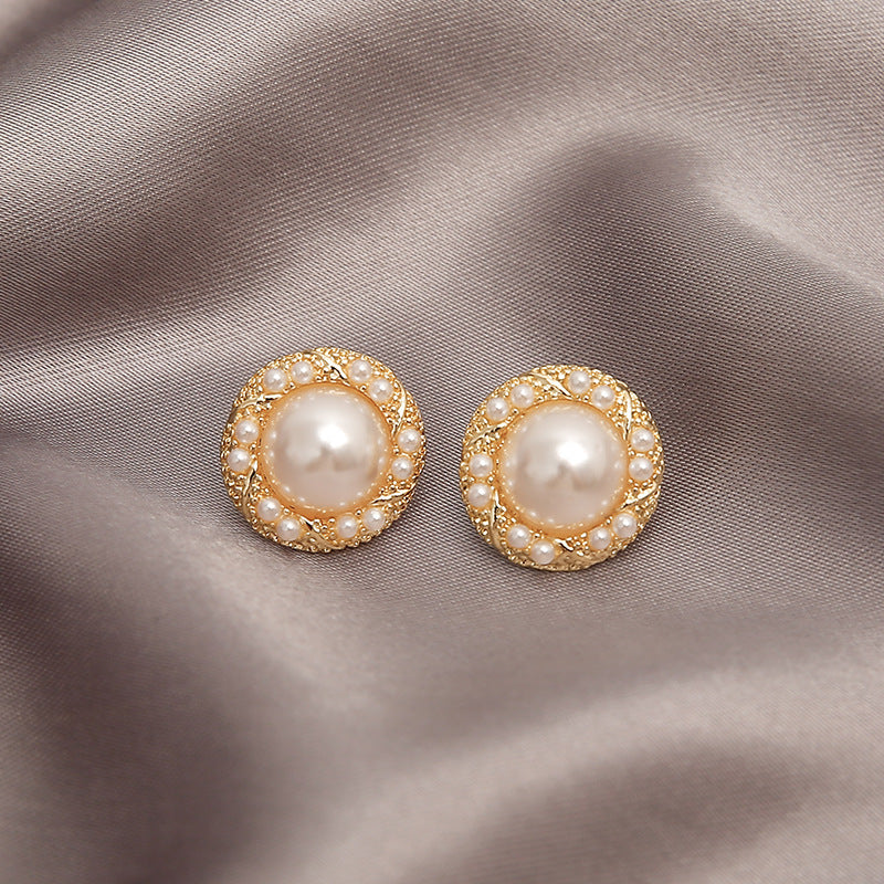 Women's Gold Plated French Entry Lux Pearl Fashion Dignified Earrings