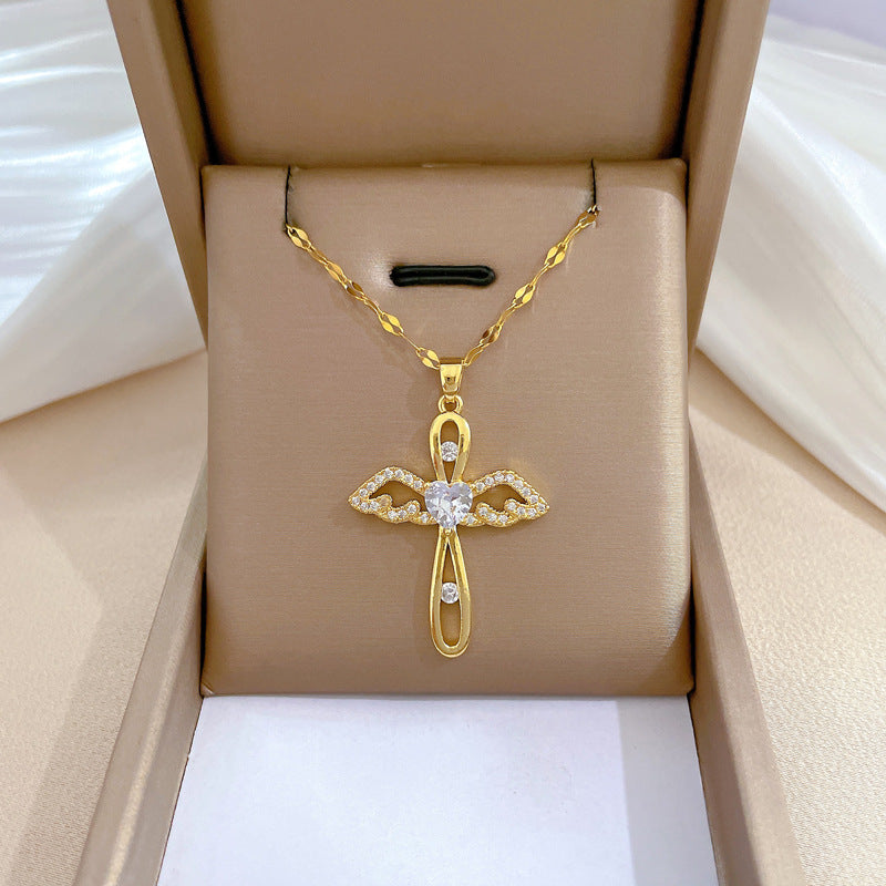 Steel Light Luxury Full Diamond Design Temperament Necklaces