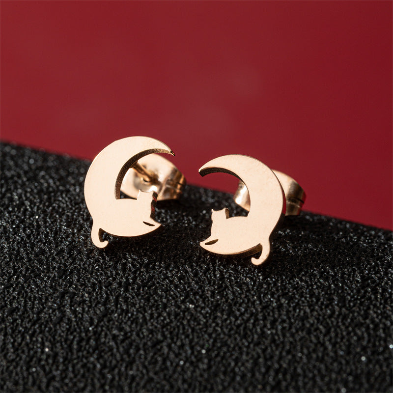 Stainless Steel Cute Simple Cartoon Animal Earrings
