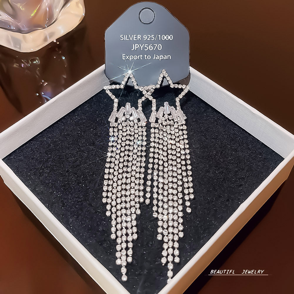 Women's Zircon Tassel High-grade Light Luxury Delicate Earrings