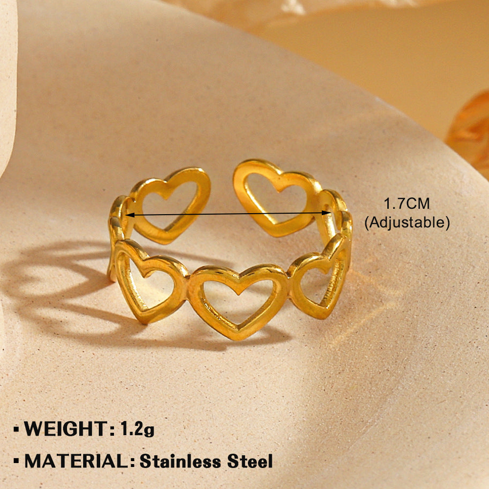 Pattern Heart-shaped Open Female Personality Wide Face Rings