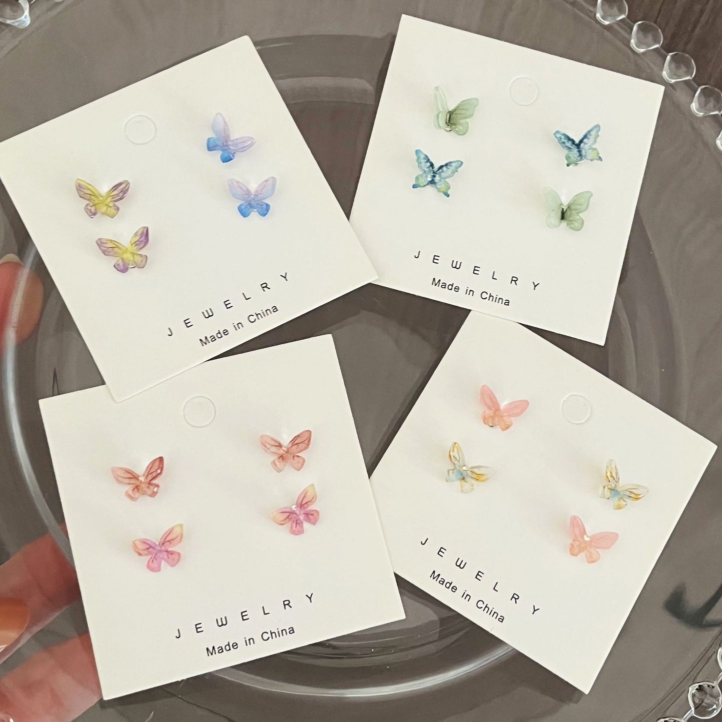 Fairy Three-dimensional Butterfly Suit Sier Small Earrings