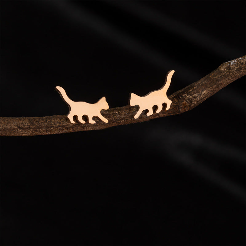 Stainless Steel Cute Simple Cartoon Animal Earrings