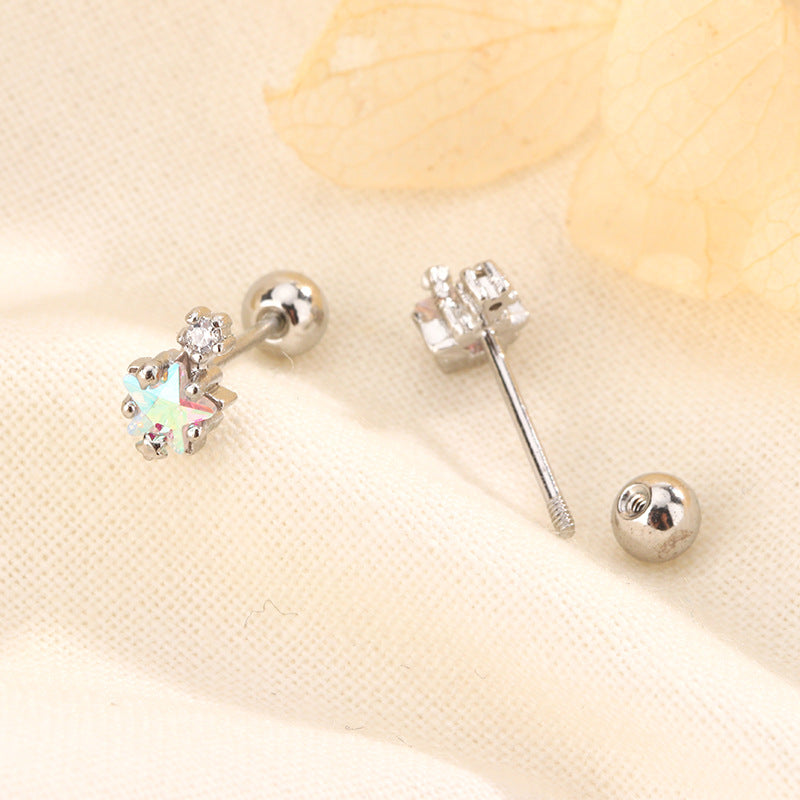 Women's Super Flash Gradient Color Zircon Pentagram Earrings