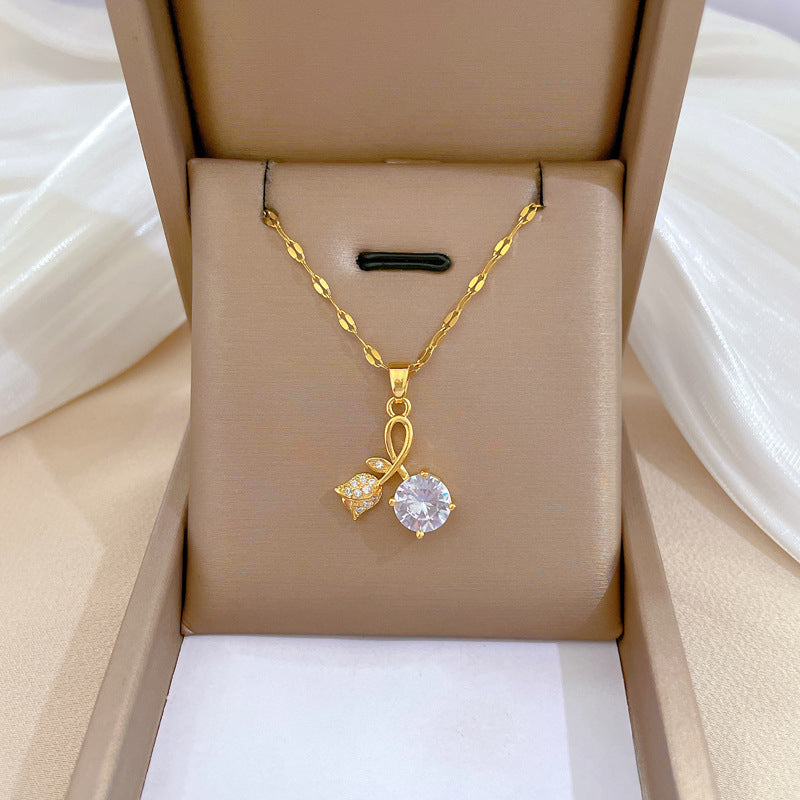 Steel Light Luxury Full Diamond Design Temperament Necklaces
