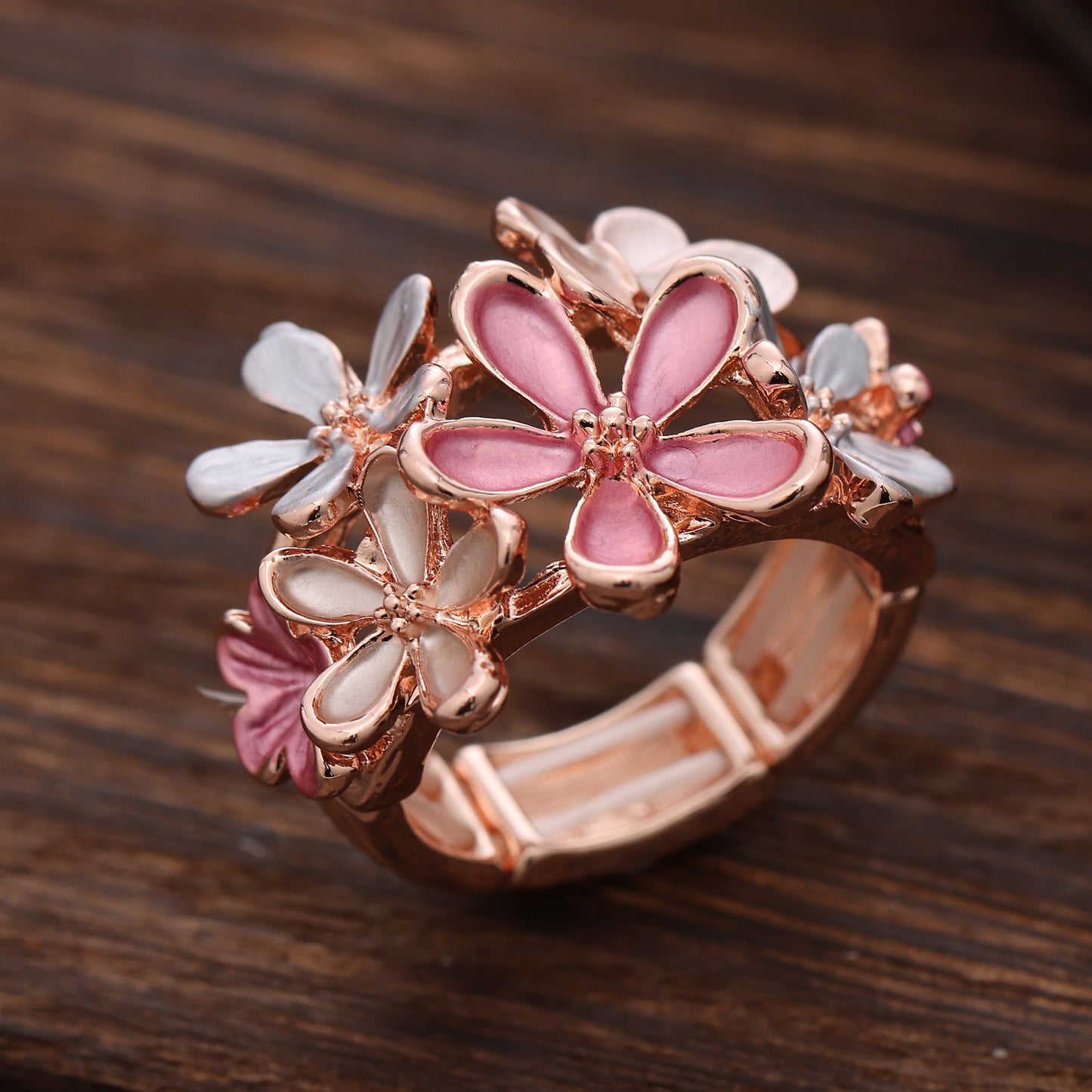 Alloy Artificial Color Painting Oil Elastic Rings
