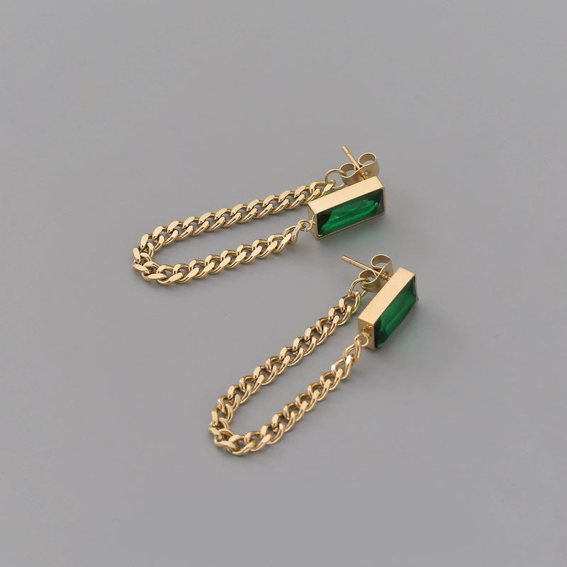 Emerald Zircon Clavicle Chain Simple Graceful Necklaces