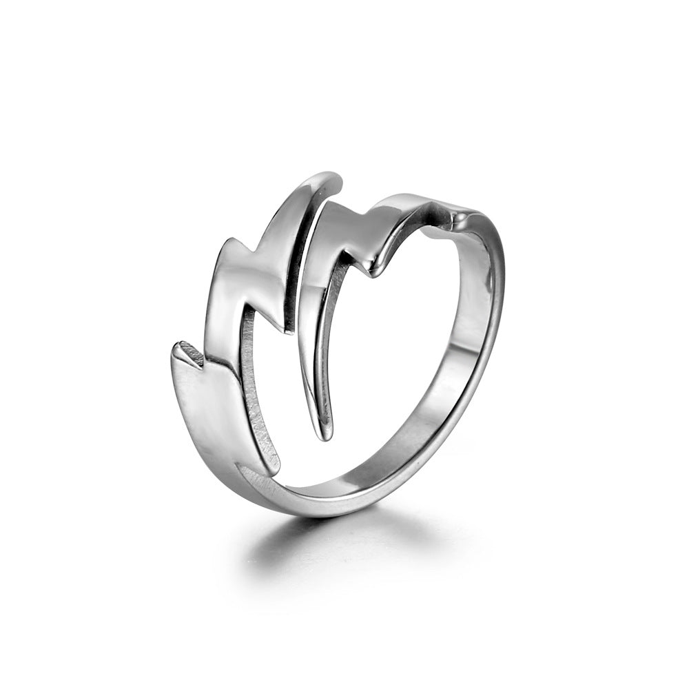 Stainless Steel Lightning Titanium Glossy Simple Rings