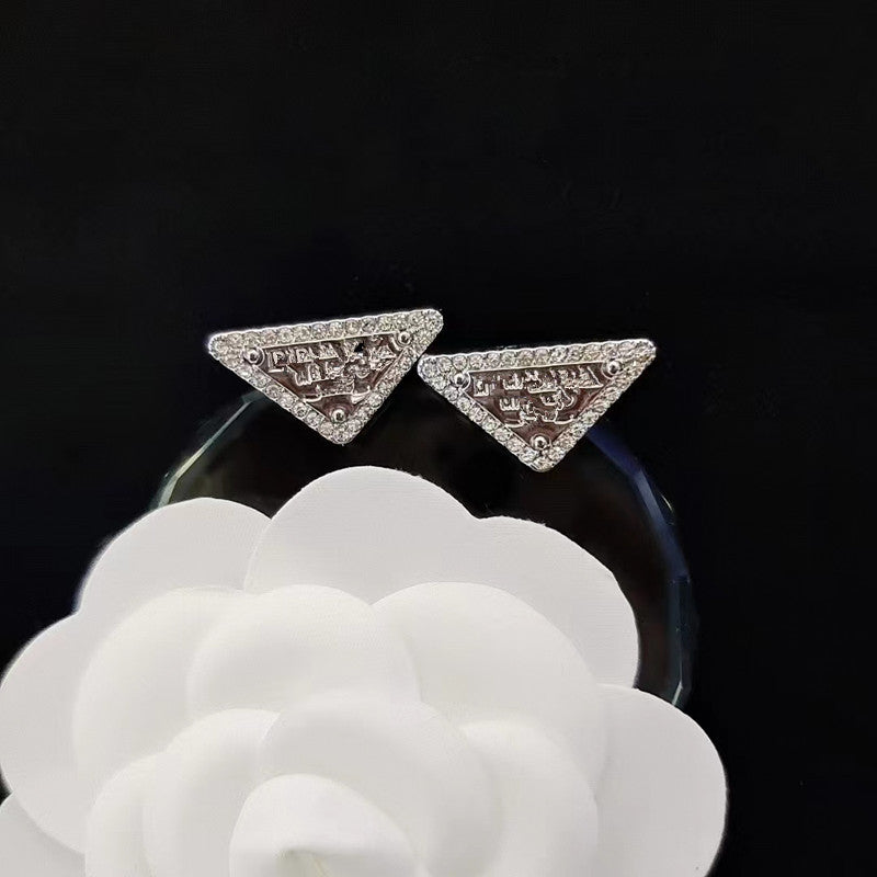 Women's & Men's Quality Collection Trending Rhinestone Letters Sier Earrings