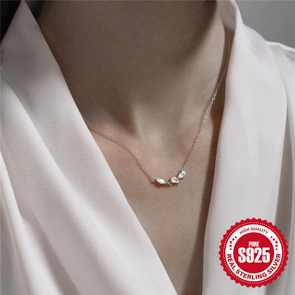 Sterling Sier Cluster Jeweled Clavicle Dignified Necklaces