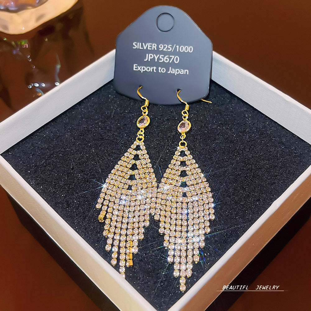 Women's Zircon Tassel High-grade Light Luxury Delicate Earrings