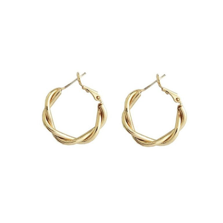 Sier Pin Temperament Female Geometric Twist Earrings