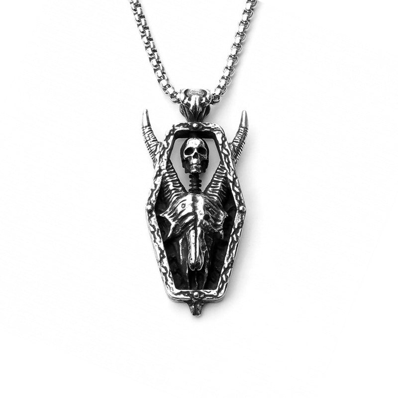 Men's Vintage Cross Ghost Head Titanium Fashion Necklaces