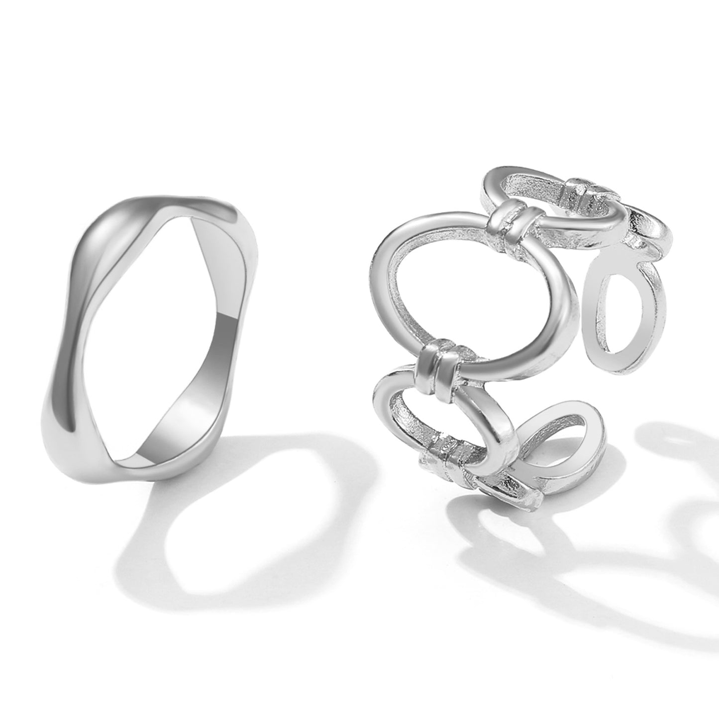Fashion Simple Hollow Alloy Irregular Design Rings