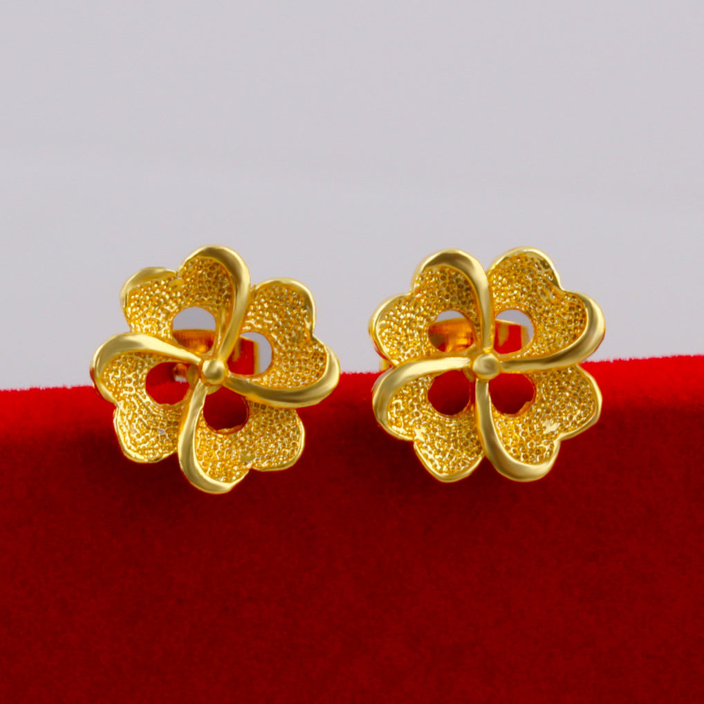 Women's Vietnam Placer Gold Simple Flower Simulation Rings