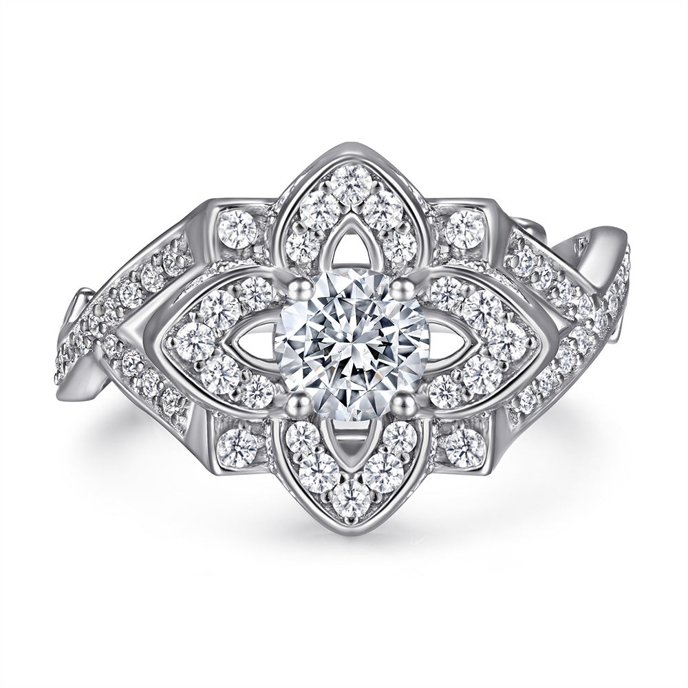 Women's Fashion Sier Sterling Zircon Single Row Rings