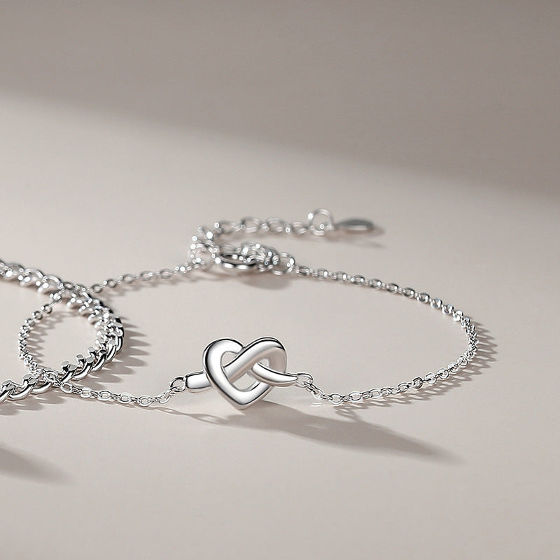 Pair Of Niche Love Sterling Sier Simple Romantic Bracelets