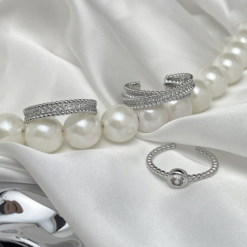 Luxury Full Diamond Cross Open Female Rings