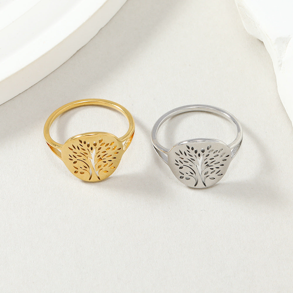 Trend Round Hollow Tree Of Life Rings