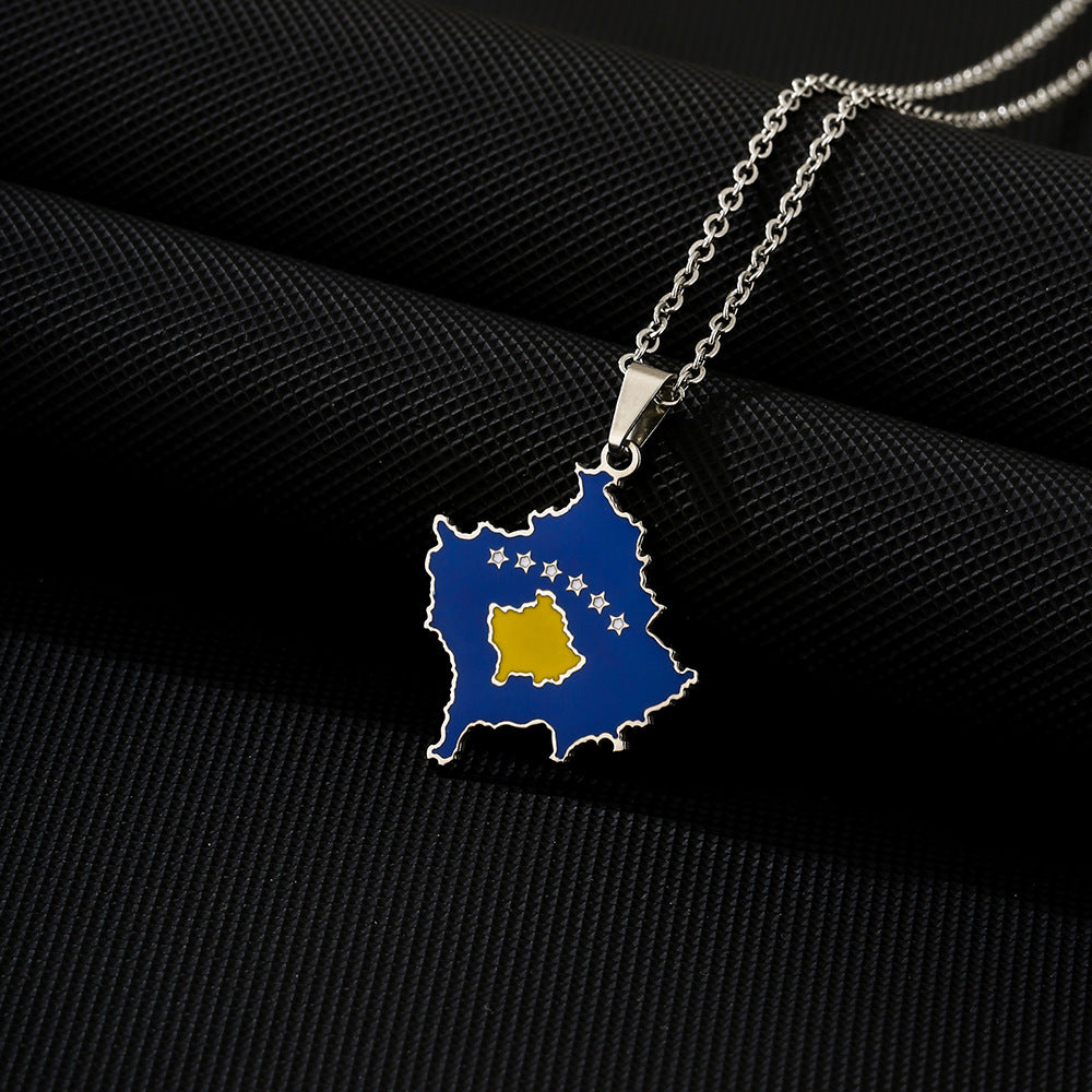 Steel Creative Vintage Drop Oil Map Of Pendants