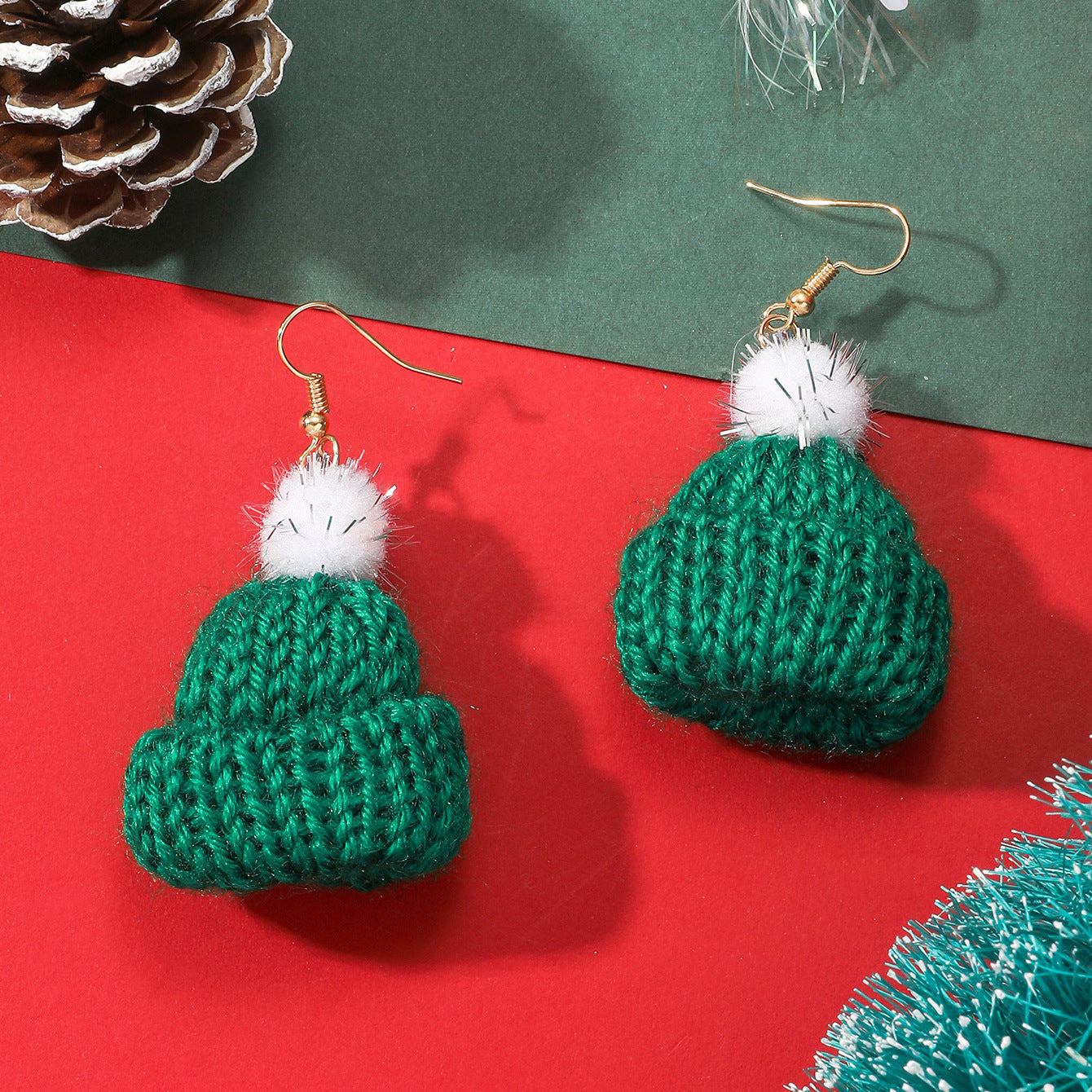 Women's Sweet Temperament Fur Ball Knitted Hat Earrings