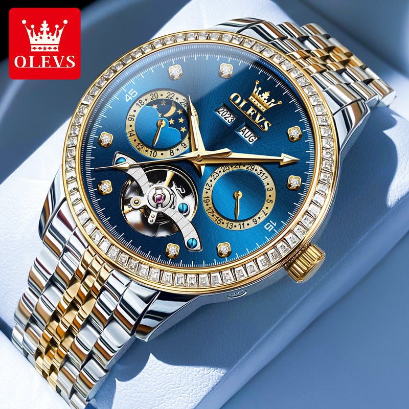 Men's Watch Multifunctional Moon Phase Casual Mechanical Watches