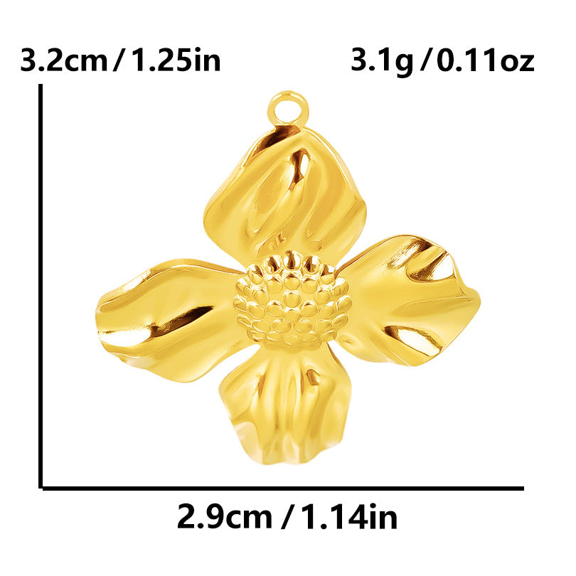 Stainless Steel Fashion Flower Parts Versatile Pendants