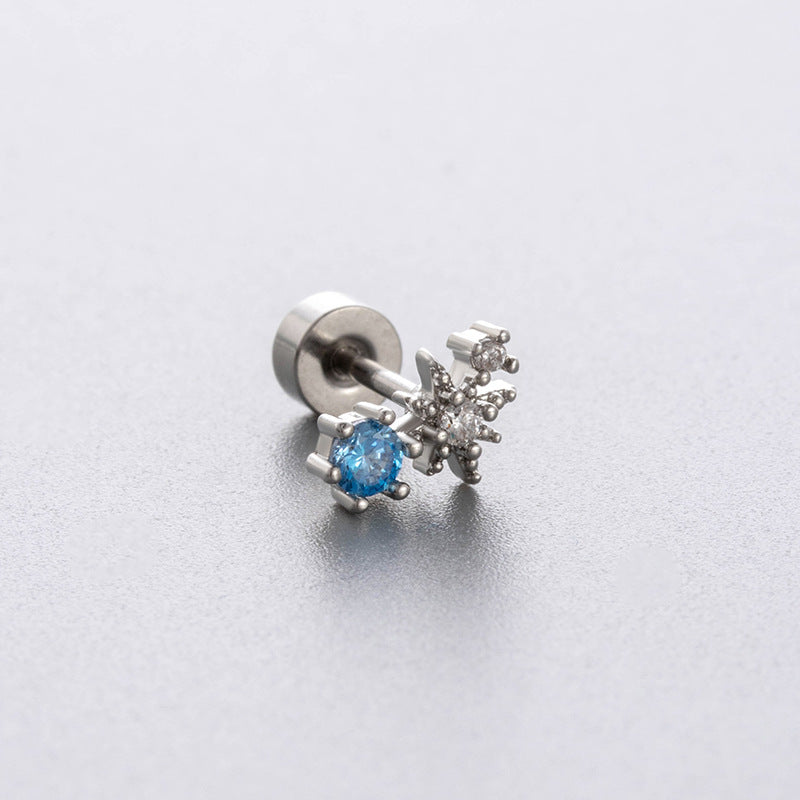 Zircon Butterfly Titanium Steel Ear Bone Pin Earrings