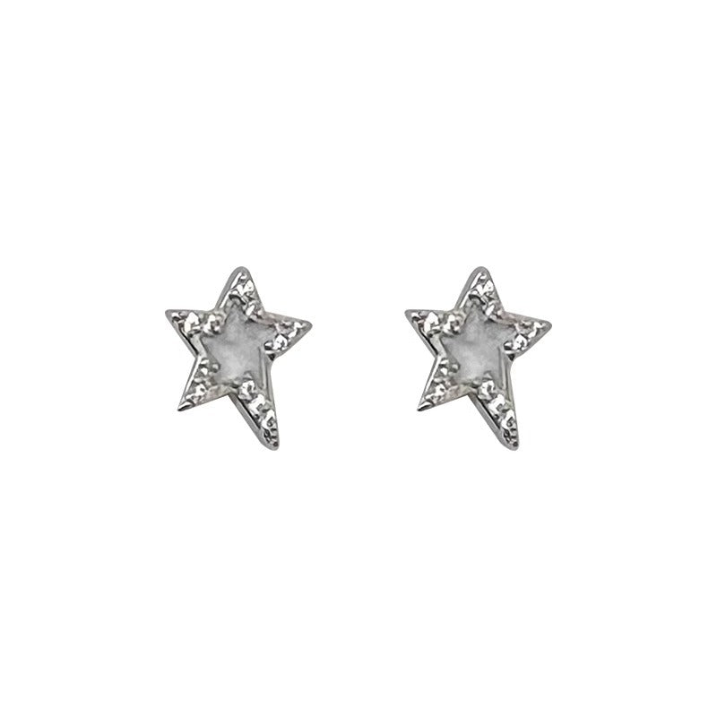 Flash Zircon Black White Star Ear Female Trendy Niche Earrings