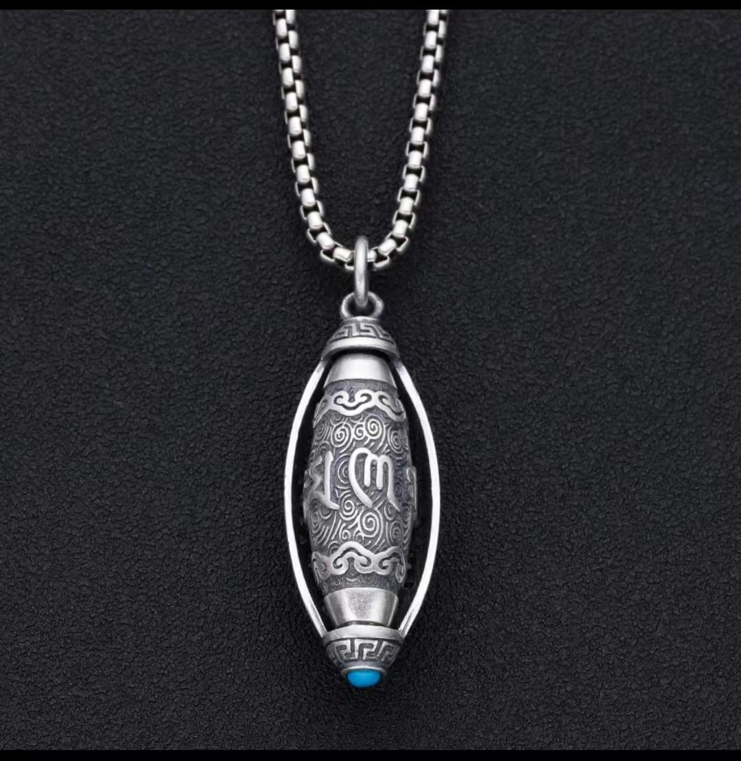 Six Words Mantra Prayer Wheel Vintage Pendants