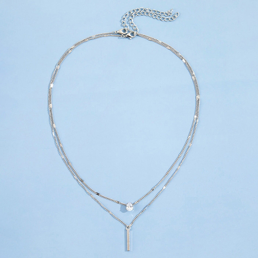 Ornament Style Crystal Personality Double Layer Necklaces