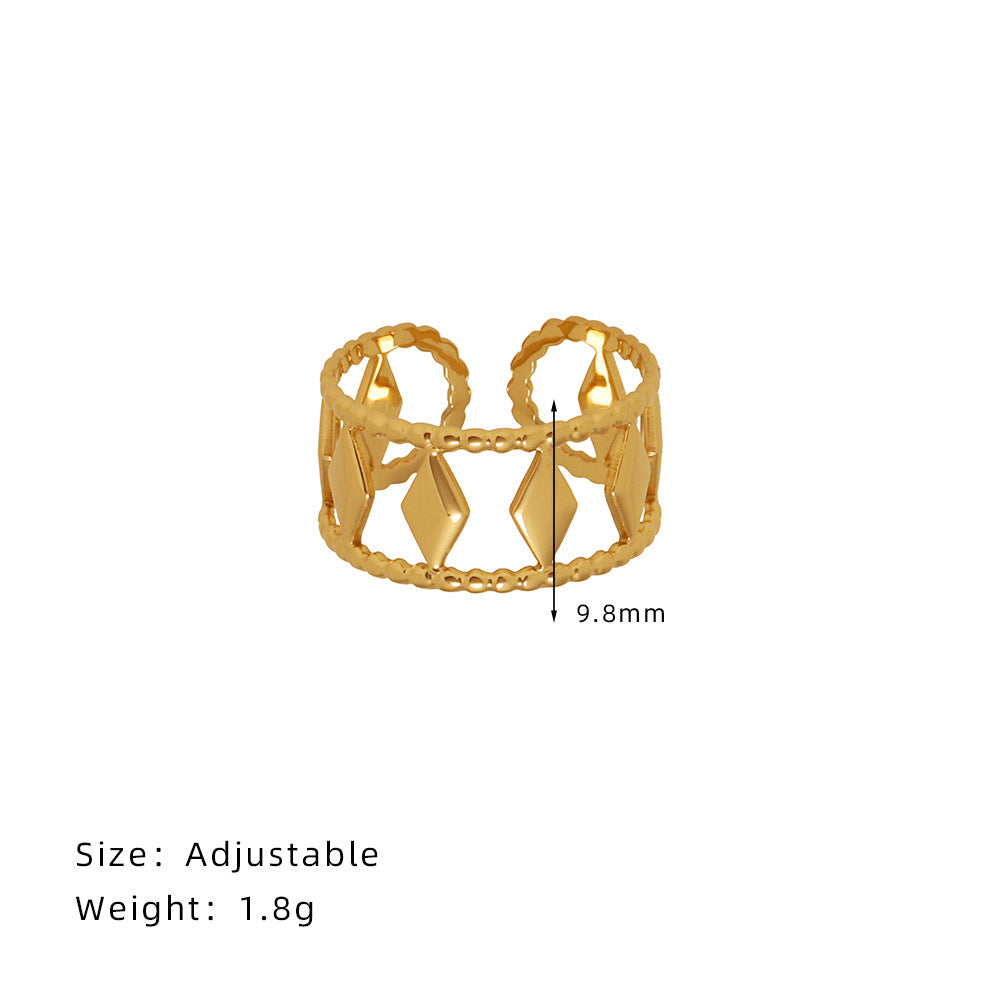 Osmanthus Wide Hollow Chinese Style Titanium Rings