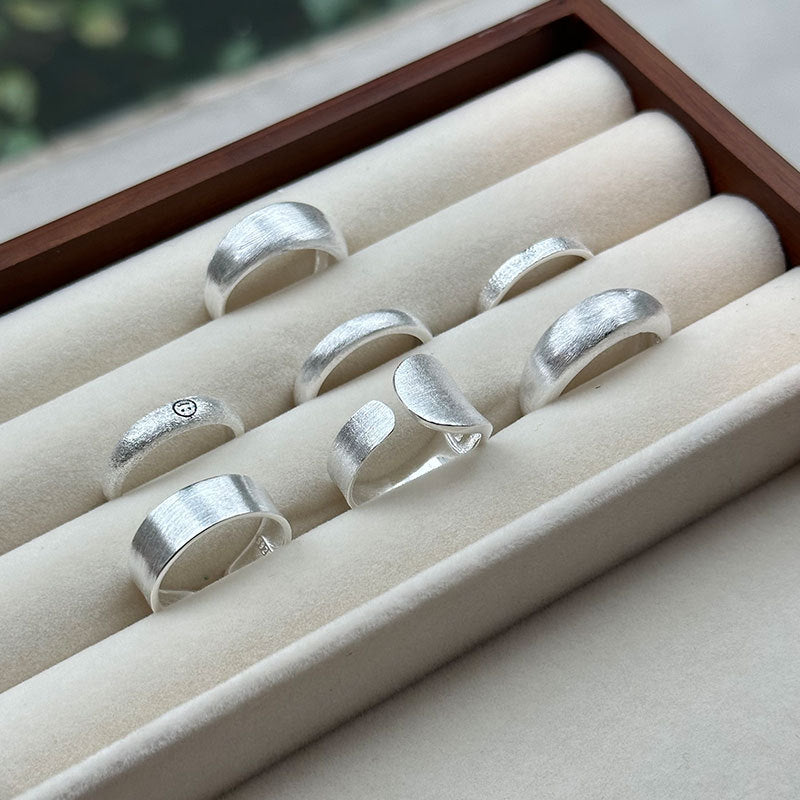 Sterling Sier Brushed Combination Stacked Mixed Rings