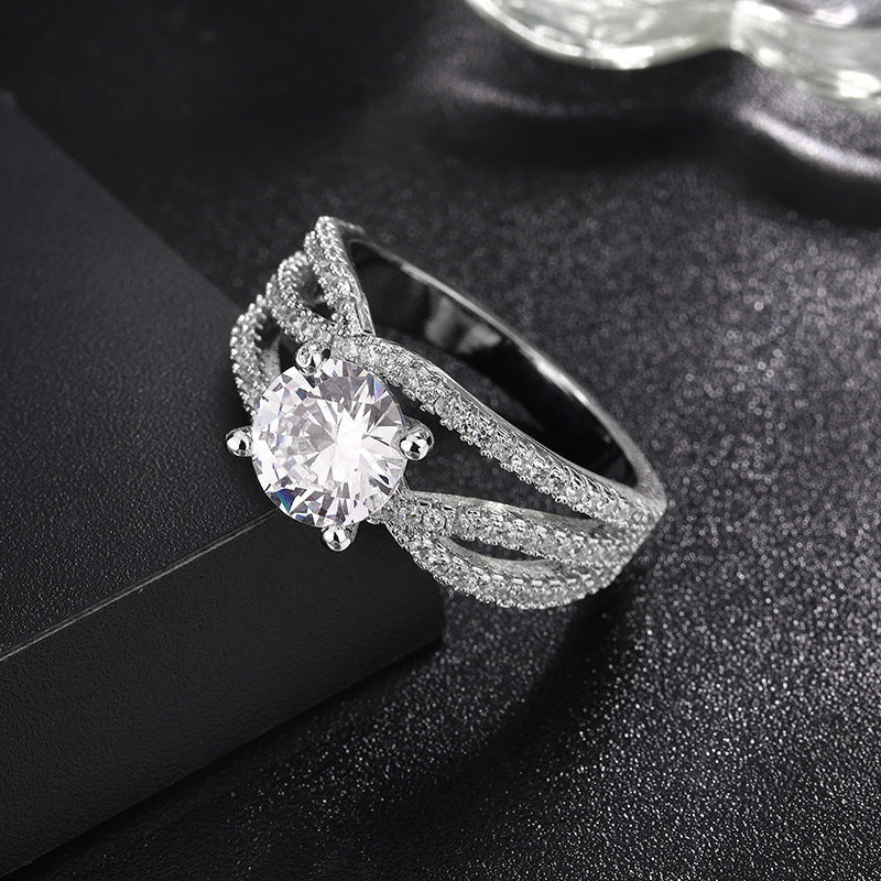 Women's Fashion Diamond Classic White Gold Plated Wedding Rings