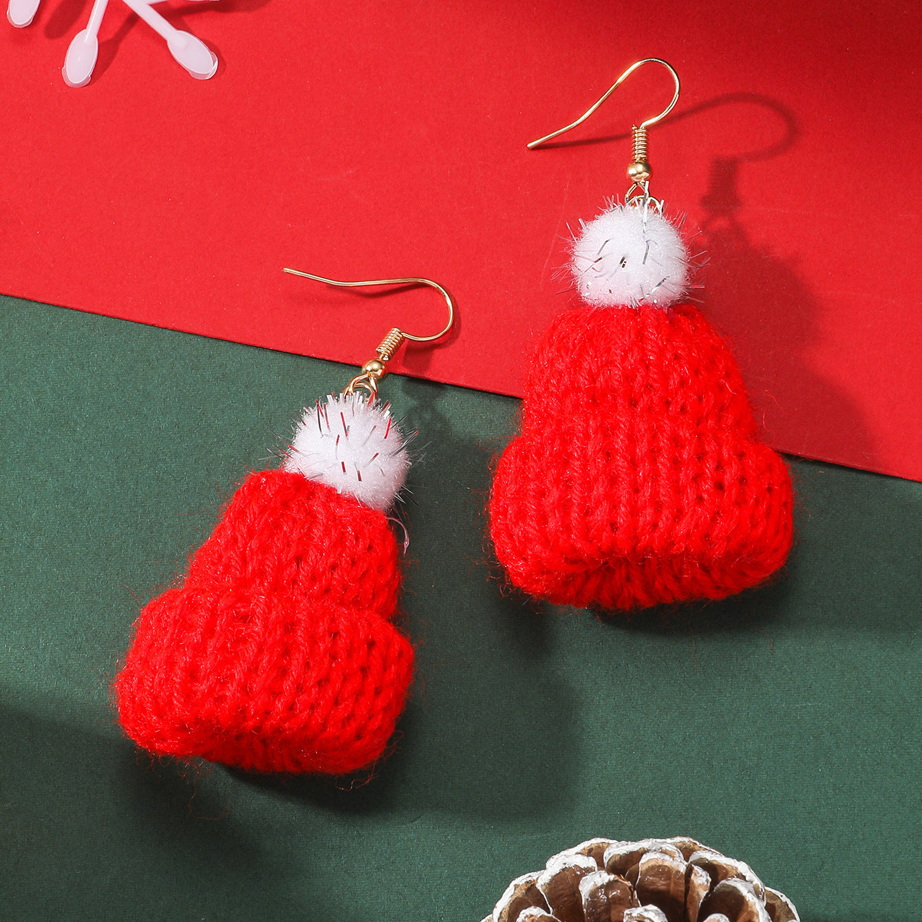 Women's Sweet Temperament Fur Ball Knitted Hat Earrings