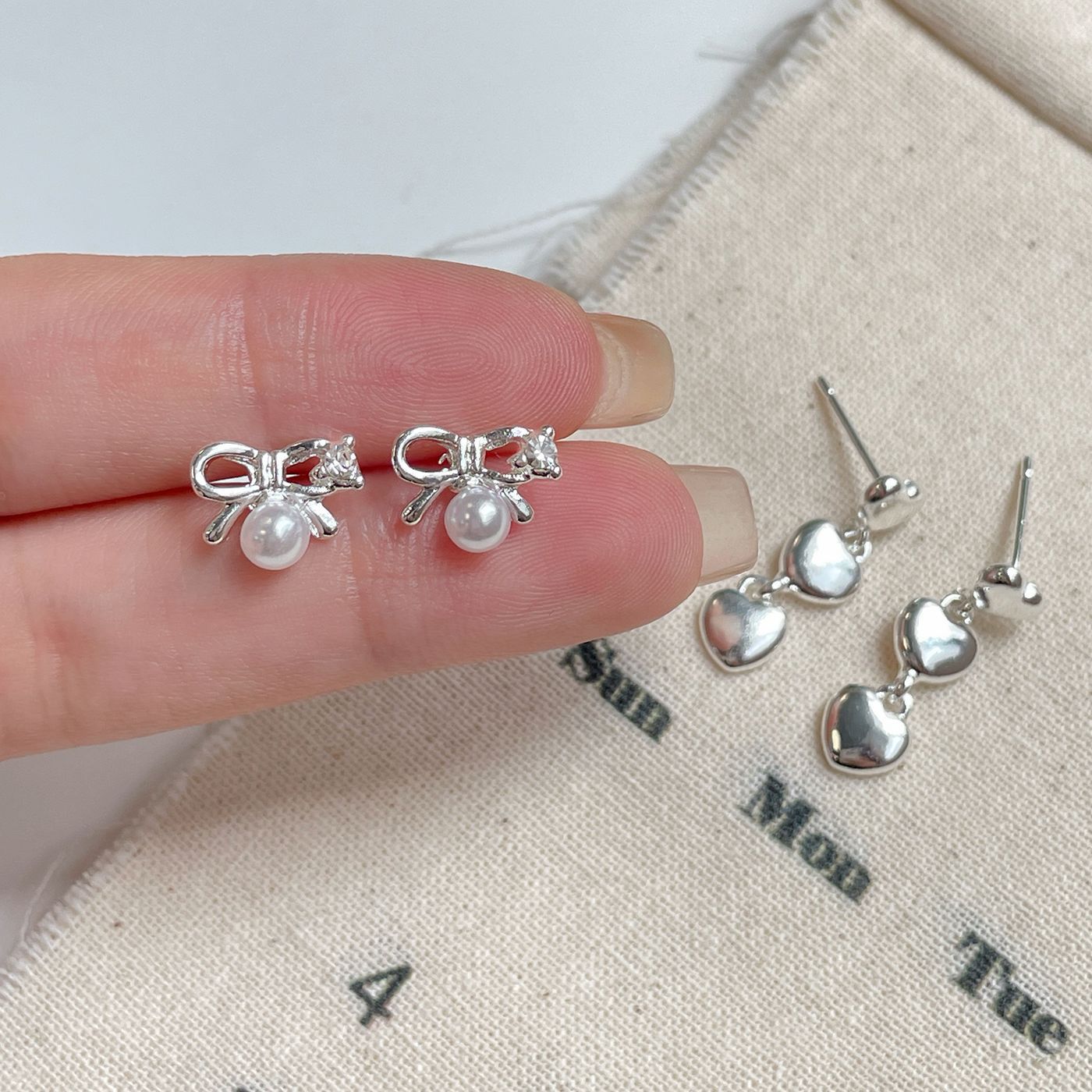 Women's Simple Compact Love Eardrops Sier Needle Elegant Earrings