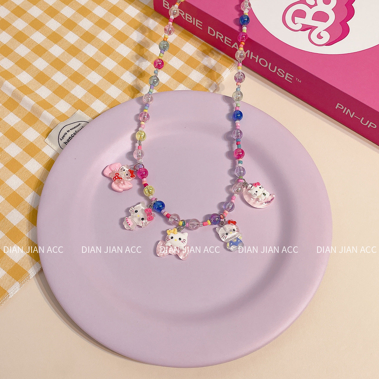 Korean Transparent Resin Color Beaded Little Princess Cute Cartoon Necklaces