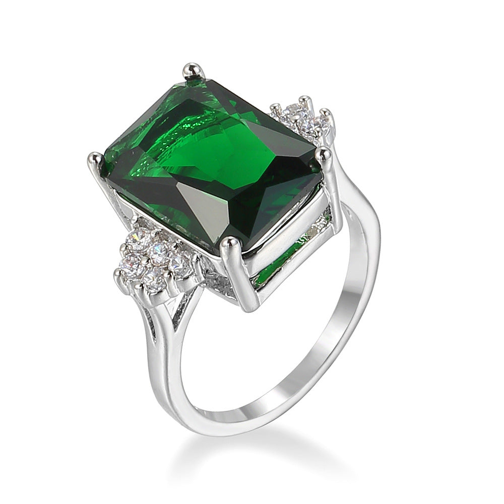 Women's Colored Gems Female Champagne Zircon Ornament Rings