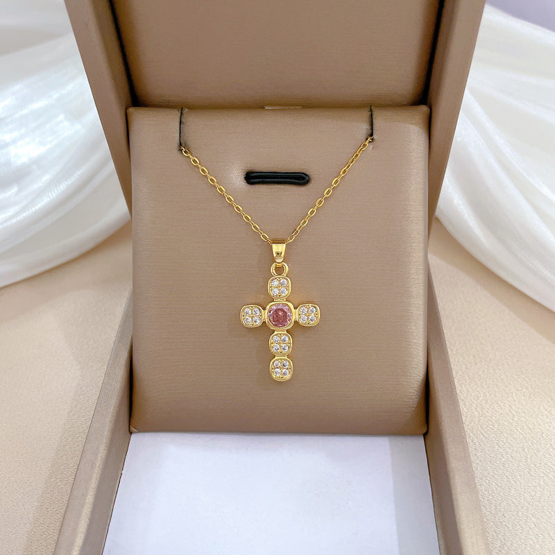 Steel Light Luxury Full Diamond Design Temperament Necklaces