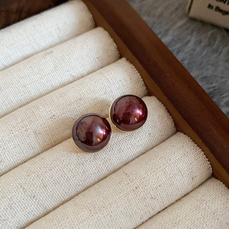 Gold Electroplated Sier Needle Red Dripping Earrings