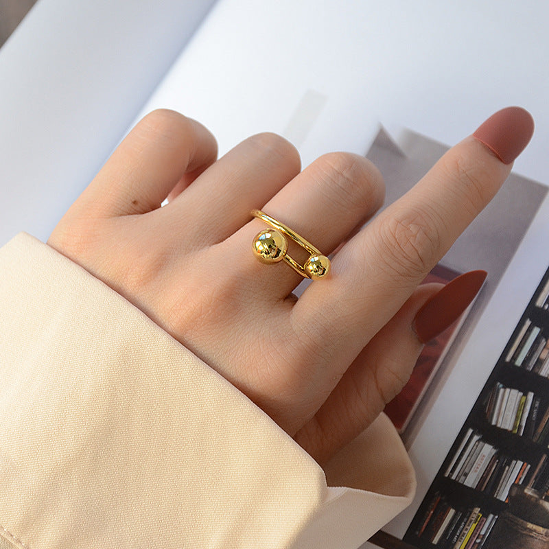 Creative Line Art Double Round Ball Rings