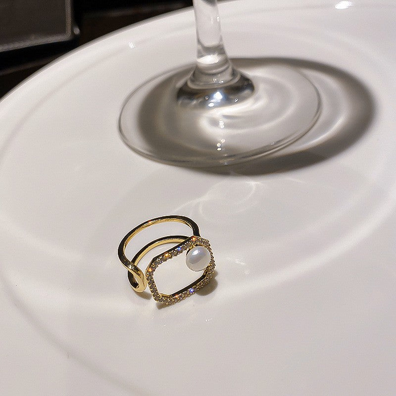 Pearl Zircon Letter Open Special Interest Light Rings