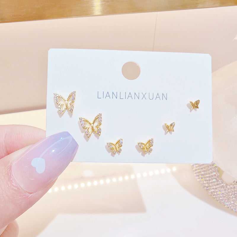 Butterfly Sier Needle Small Delicate High-grade Suit Rings