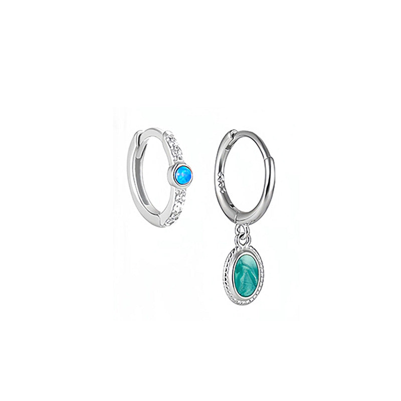 Men's Asymmetric Opal Ear Female Couple Personalized Earrings