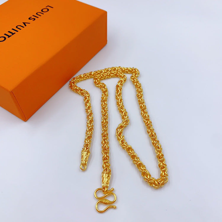 Men's Gold Hexagonal Sweater Chain Brass Vacuum Necklaces