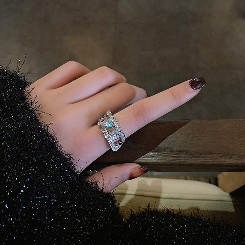 Open Hollow Zircon Butterfly Love Heart-shaped Rings