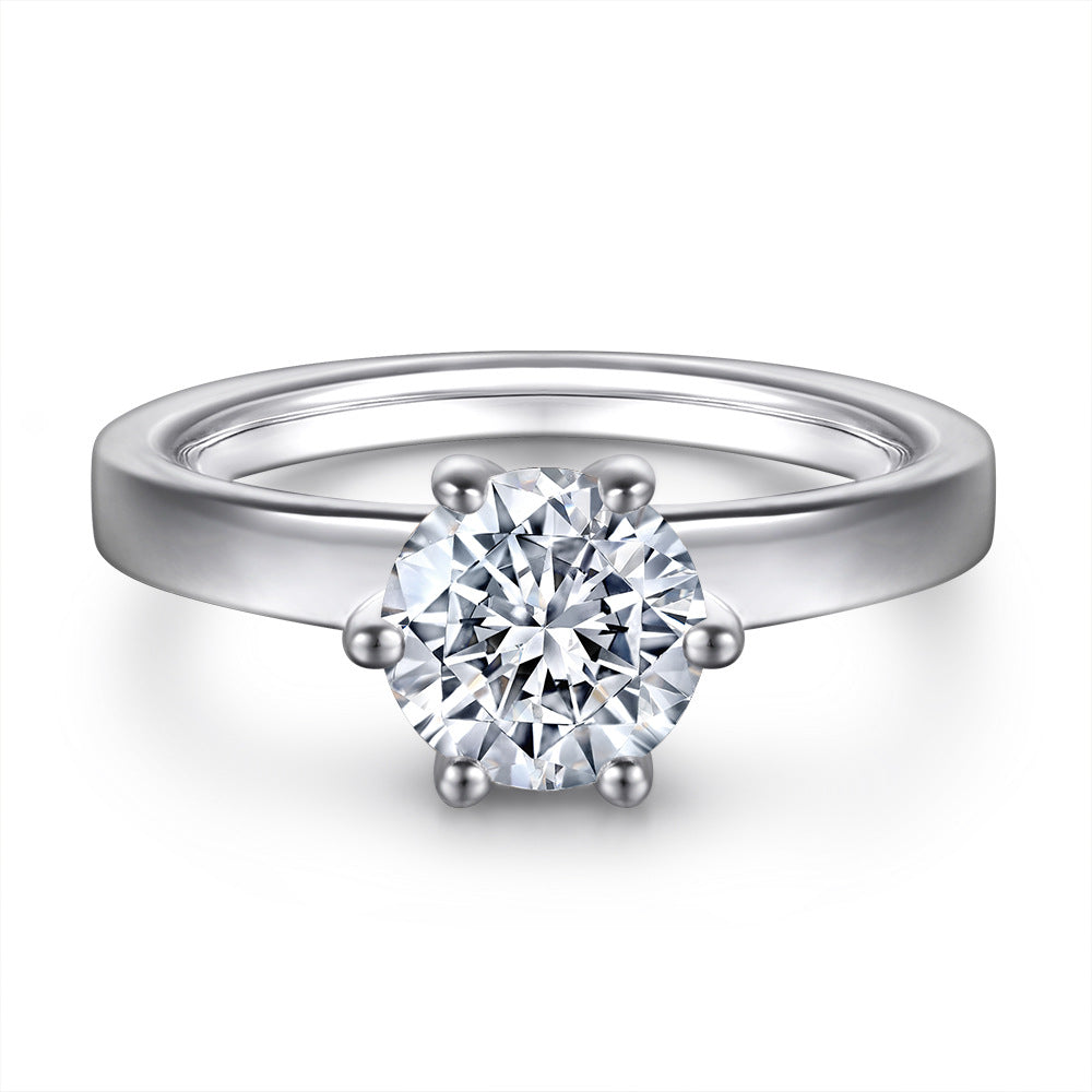 Women's Fashion Sier Sterling Zircon Single Row Rings